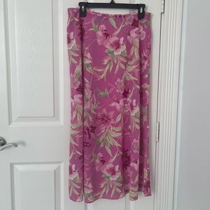 KASPER & COMPANY VINTAGE Women's Tropical Floral Chiffon Maxi Skirt | Size 12